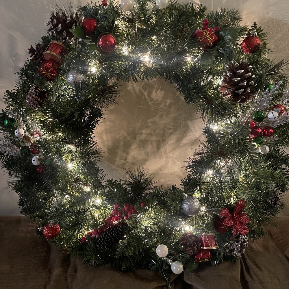 Festive Holiday Wreath with Lights